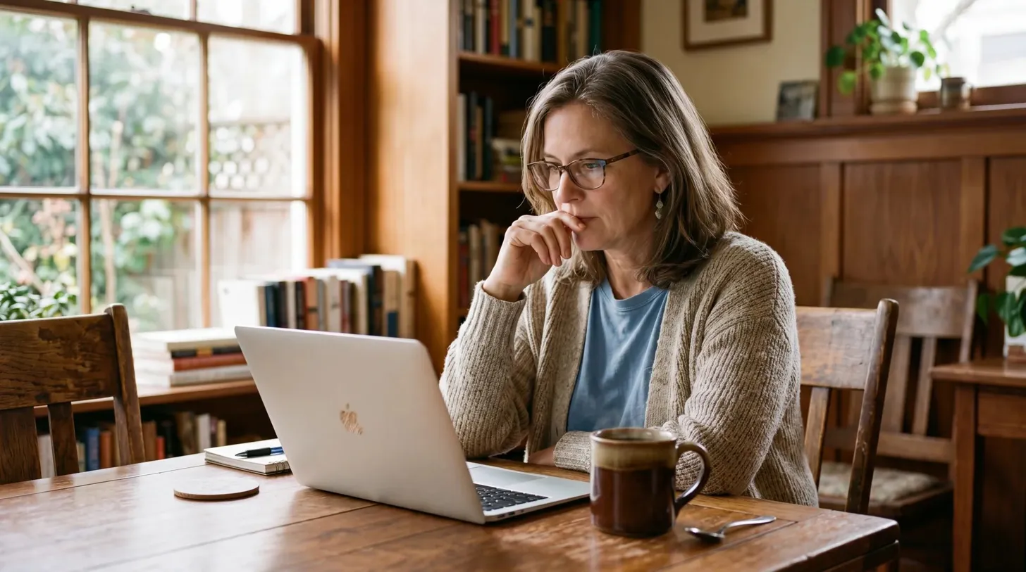 Patricia at her dining table